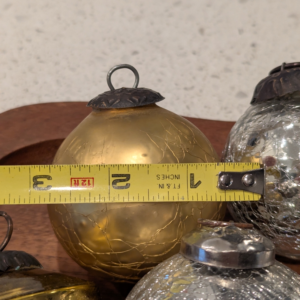 Vintage Lot of 9 Kugel Crackle Heavy Glass German Christmas‎ Tree Ornaments - Picture 7 of 8